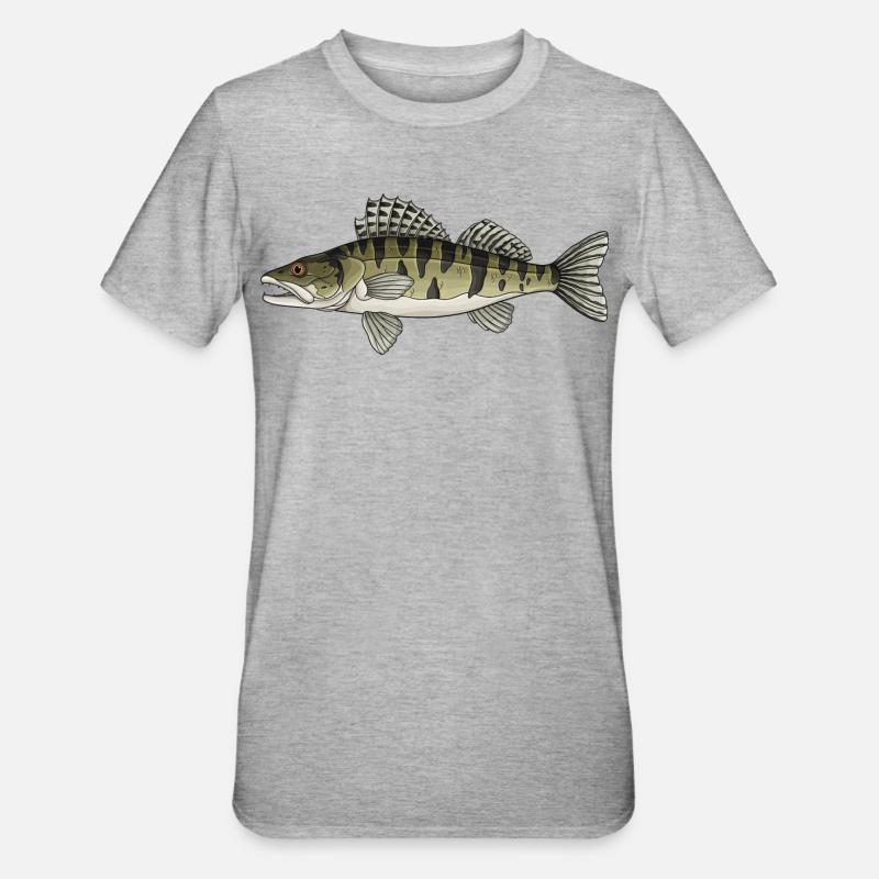 Conception de poissons prédateurs à zanders pour pêcheurs - T-shirt polycoton Unisexe - gris chiné