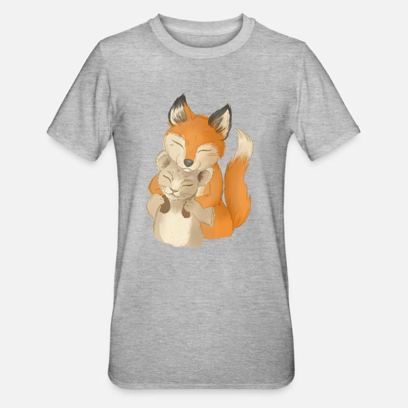Verspielte Waldtiere Harmonie - Unisex Polycotton T-Shirt - Grau meliert