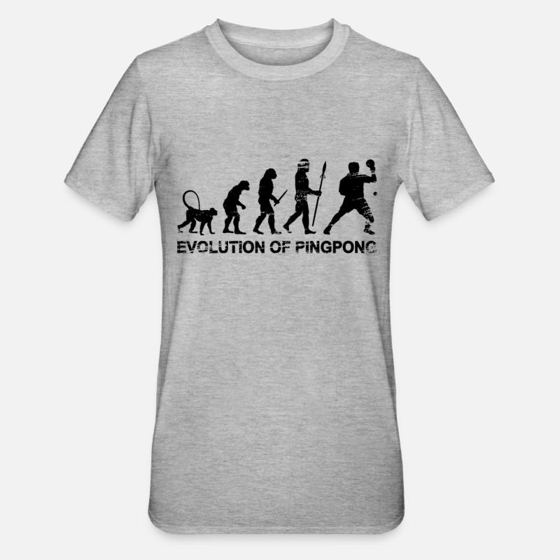 Évolution du pingpong - T-shirt polycoton Unisexe - gris chiné
