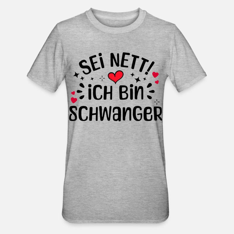 Schwangerschaft Mutter Schwanger Herz Statement - Unisex Polycotton T-Shirt - Grau meliert
