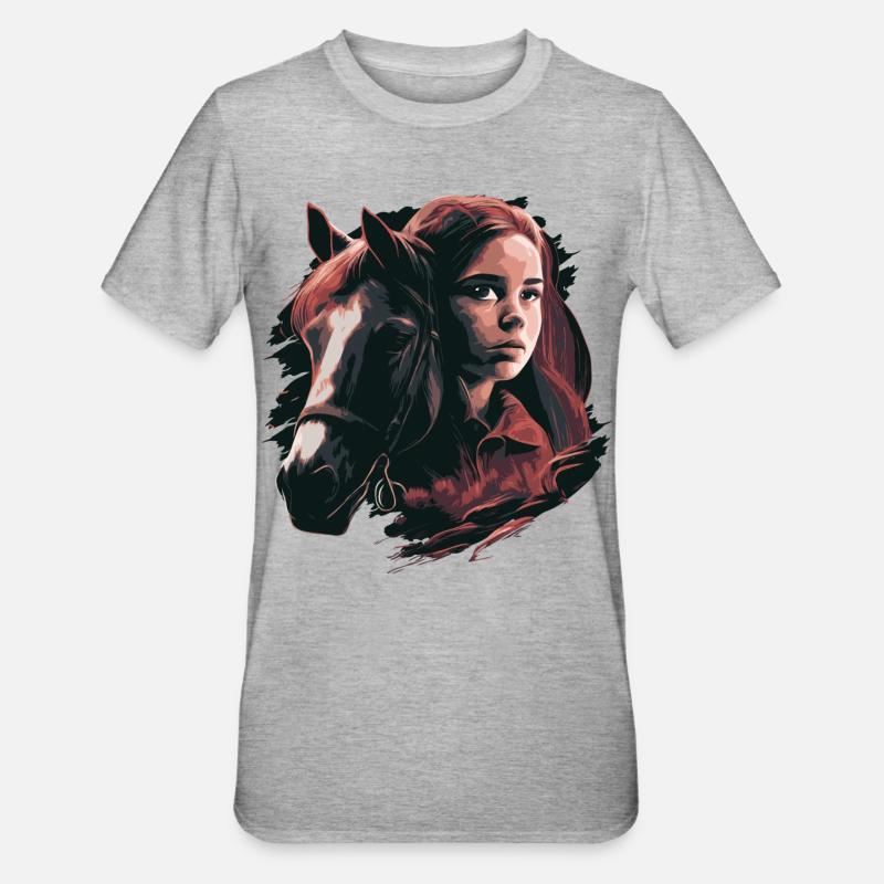 Pferdemädchen - Unisex Polycotton T-Shirt - Grau meliert