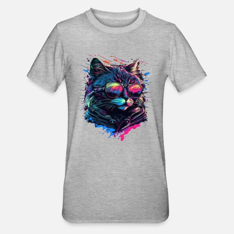 Chat cool - T-shirt polycoton Unisexe - gris chiné