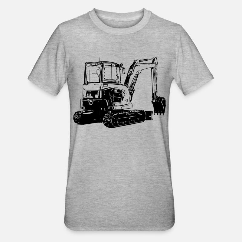 Kleiner Bagger - Unisex Polycotton T-Shirt - Grau meliert