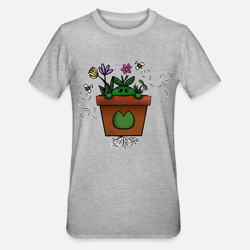 Pot2Shoot! Von Pousse2Bamboo ! - Unisex Polycotton T-Shirt - Grau meliert