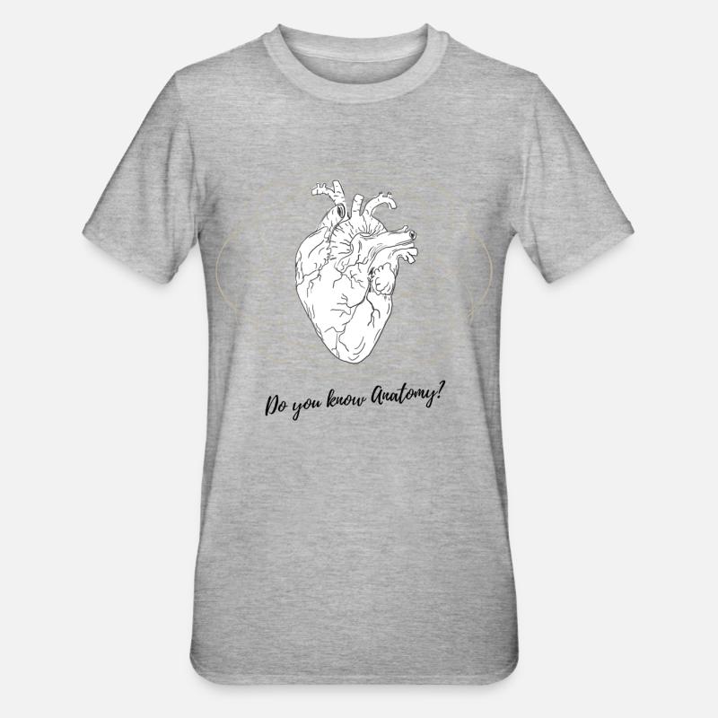 Herz trifft Geometrie - Unisex Polycotton T-Shirt - Grau meliert