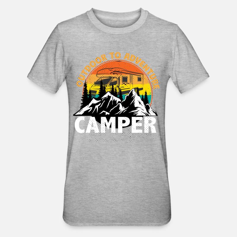 Camper Camping Urlaub Geschenk - Unisex Polycotton T-Shirt - Grau meliert