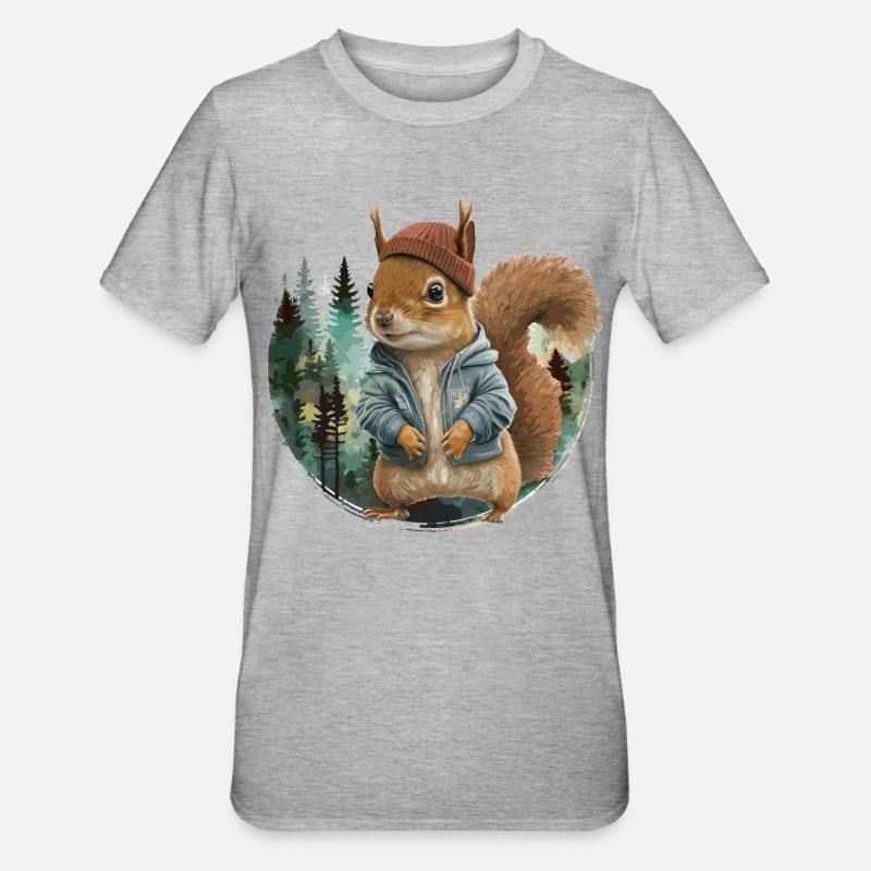 Écureuil mignon - T-shirt polycoton Unisexe - gris chiné
