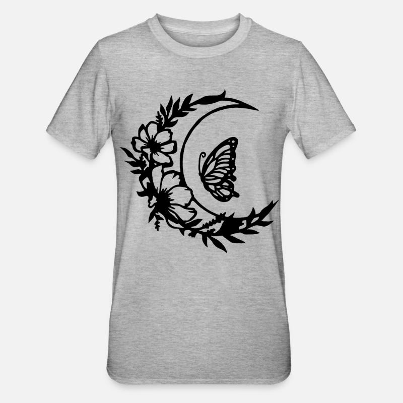 Fleurs de lune (noir) - T-shirt polycoton Unisexe - gris chiné