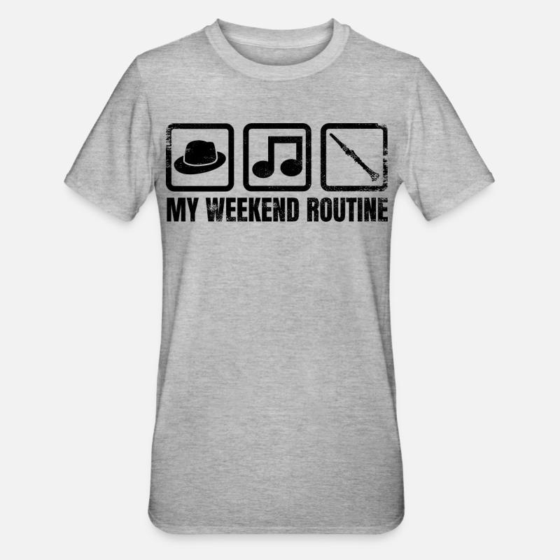 Ma routine du week-end - T-shirt polycoton Unisexe - gris chiné