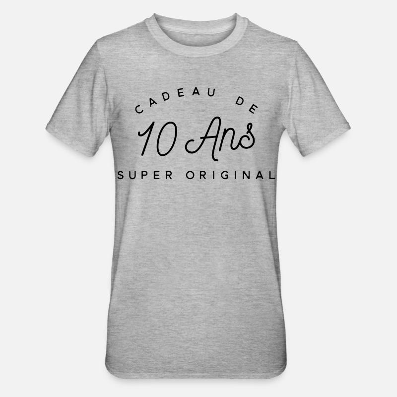 Cadeau 10 ans  - T-shirt polycoton Unisexe - gris chiné