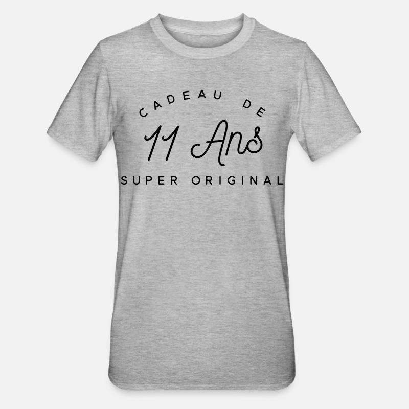 Cadeau 11 ans  - T-shirt polycoton Unisexe - gris chiné