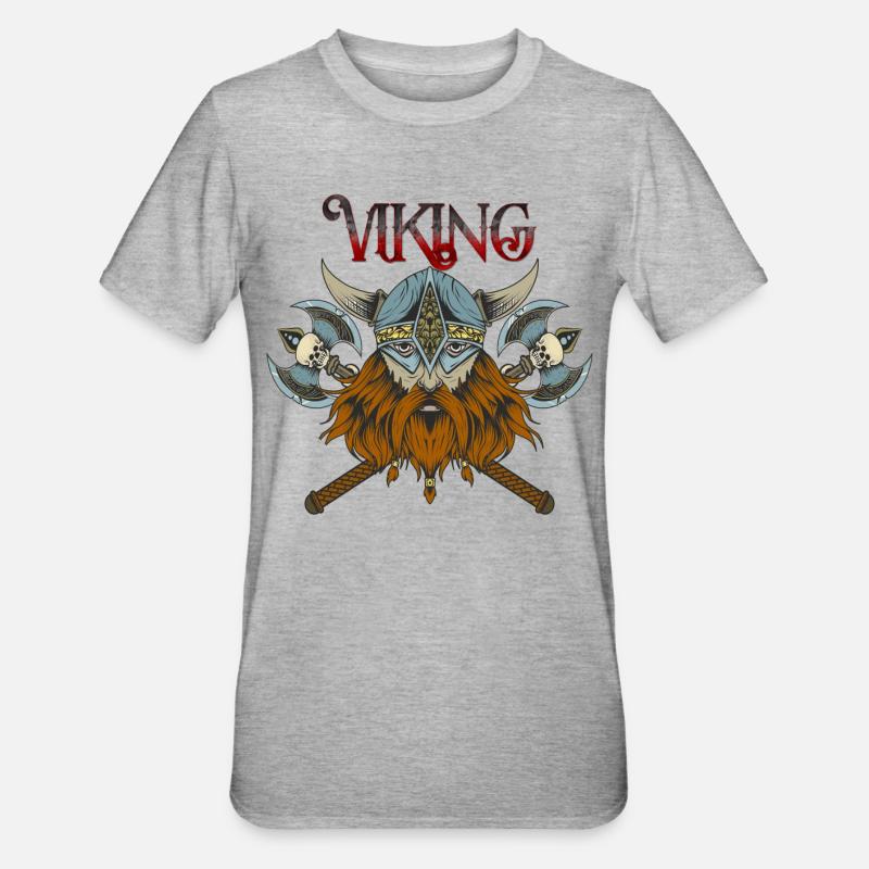 Wikinger - Unisex Polycotton T-Shirt - Grau meliert