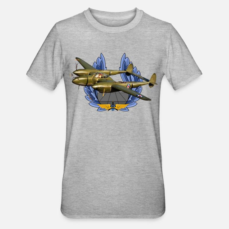 P-38 Lightning - T-shirt polycoton Unisexe - gris chiné