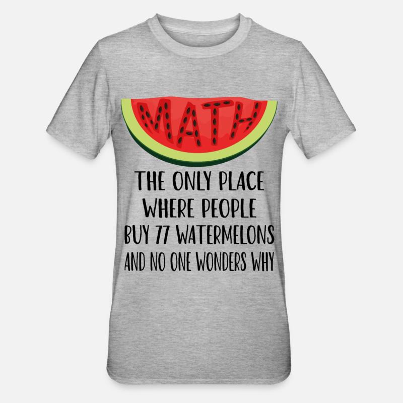 Mathématiques et pastèques amusants - T-shirt polycoton Unisexe - gris chiné