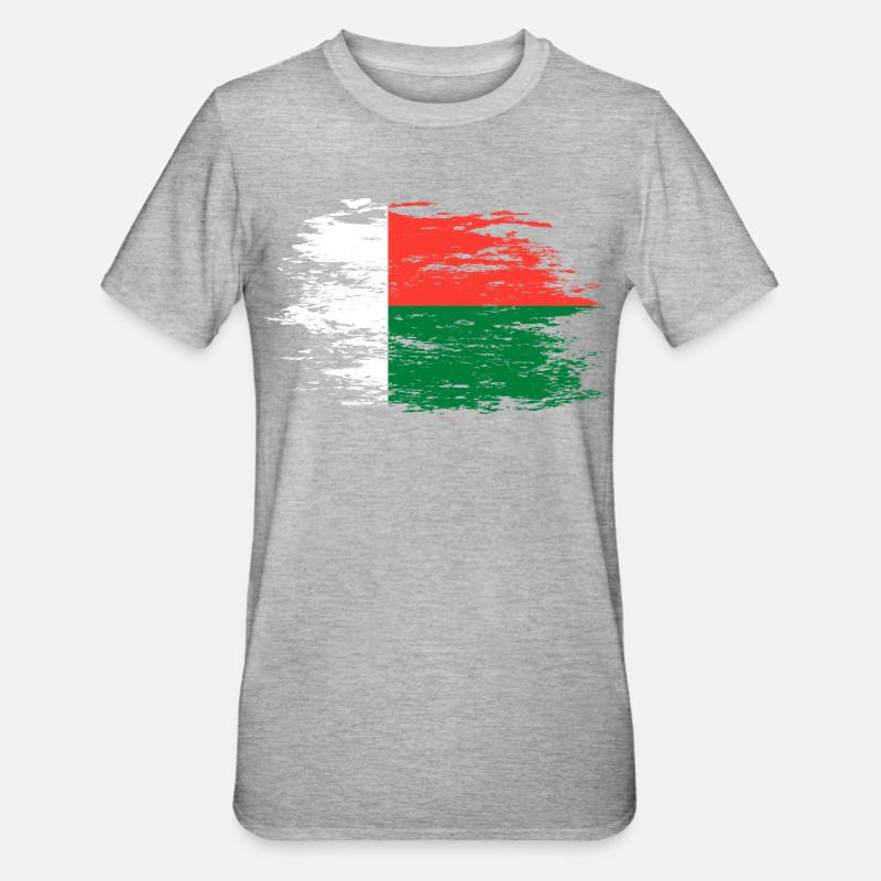 Drapeau de Madagascar utilisé - T-shirt polycoton Unisexe - gris chiné