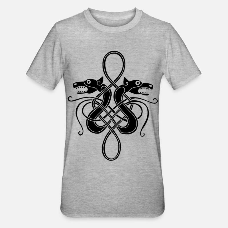 Schwarze Wikinger-Hydra - Unisex Polycotton T-Shirt - Grau meliert