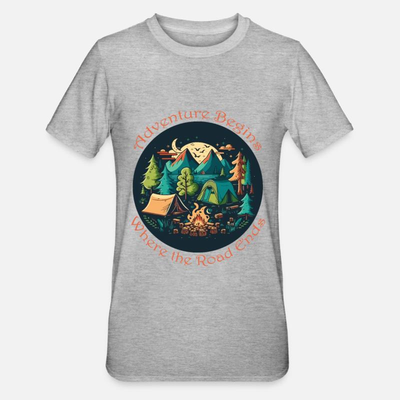 Abenteuer Beginnt Am Pfadende - Unisex Polycotton T-Shirt - Grau meliert