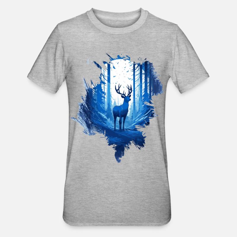 Hirsch im Wald - Unisex Polycotton T-Shirt - Grau meliert
