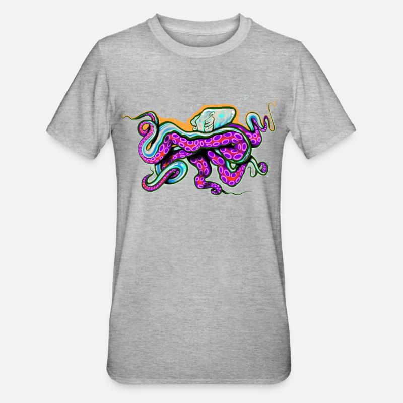 Pieuvre - T-shirt polycoton Unisexe - gris chiné