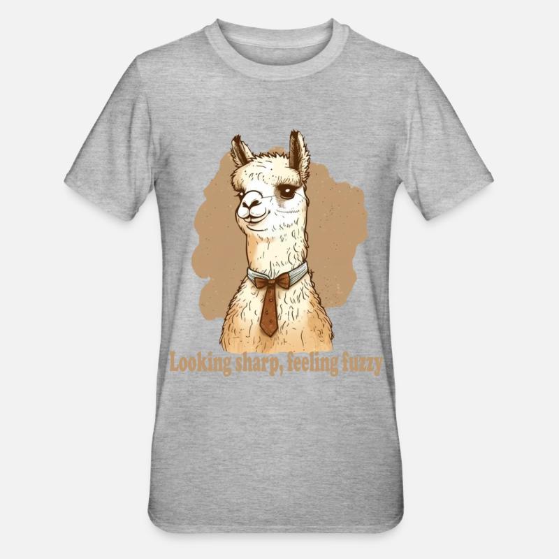 Looking sharp feeling fuzzy llama - Unisex Polycotton T-Shirt - heather grey
