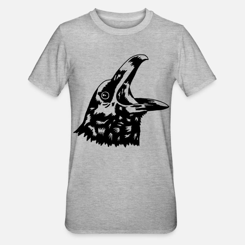 Krähe - Unisex Polycotton T-Shirt - Grau meliert