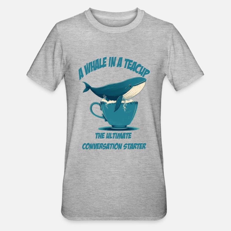 Wal in Teetasse conversation starter - Unisex Polycotton T-Shirt - Grau meliert