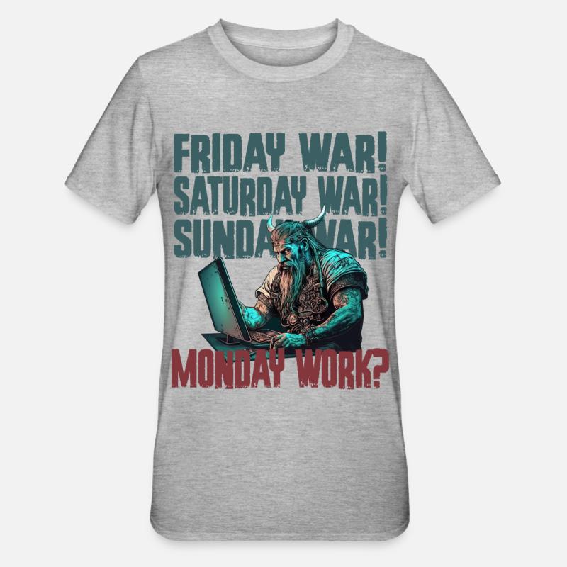 Monday work Programming Vikings - Unisex Polycotton T-Shirt - heather grey