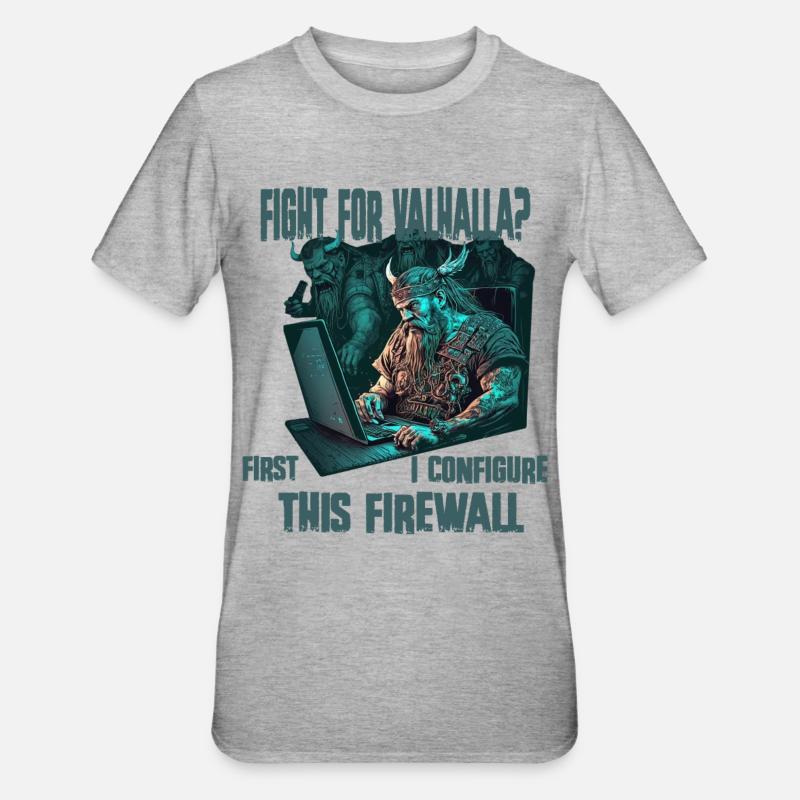 Pare-feu premier programmeur Viking - T-shirt polycoton Unisexe - gris chiné