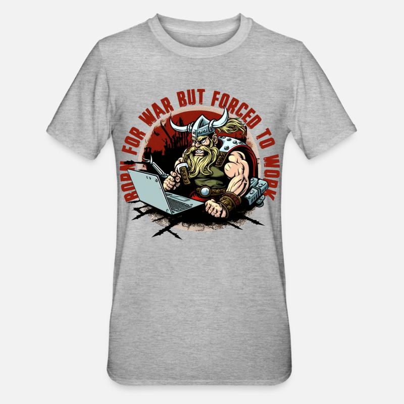 Wikinger-Admin mit Schriftzug - Unisex Polycotton T-Shirt - Grau meliert