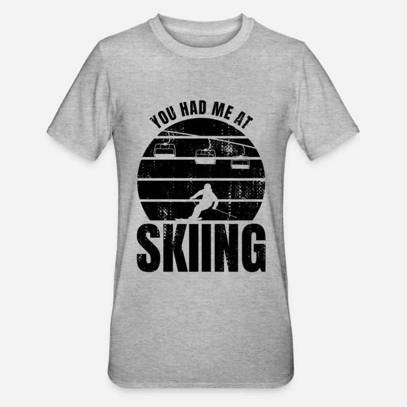 Lustiger Skispruch - Unisex Polycotton T-Shirt - Grau meliert