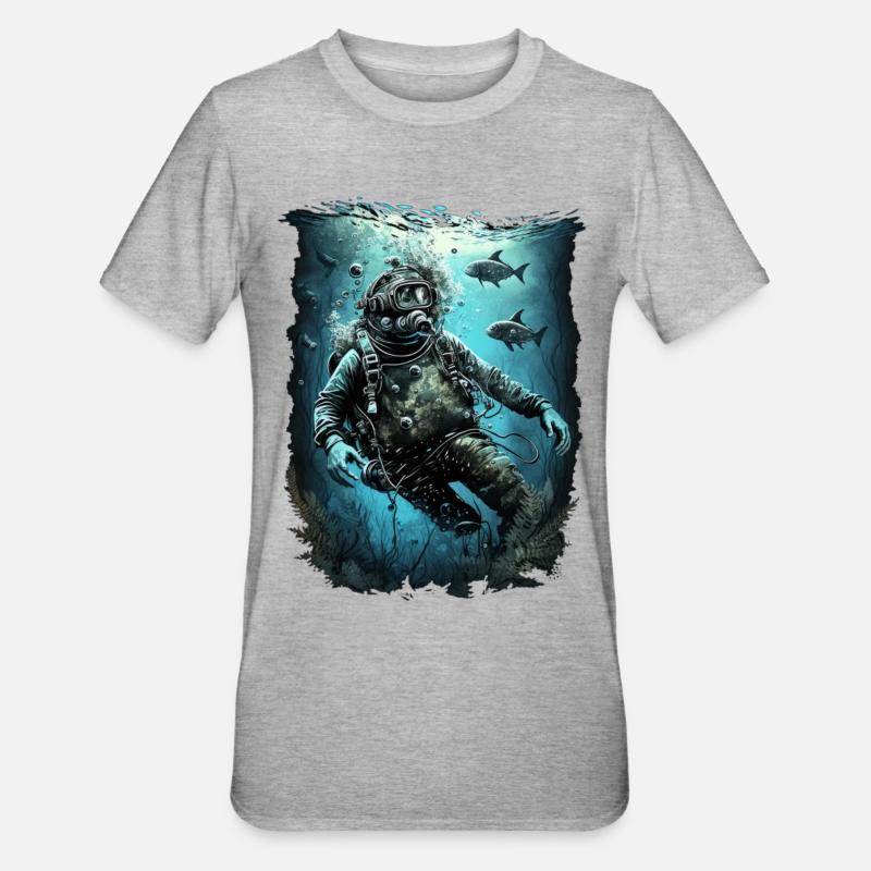 Plongeurs avec poisson - T-shirt polycoton Unisexe - gris chiné