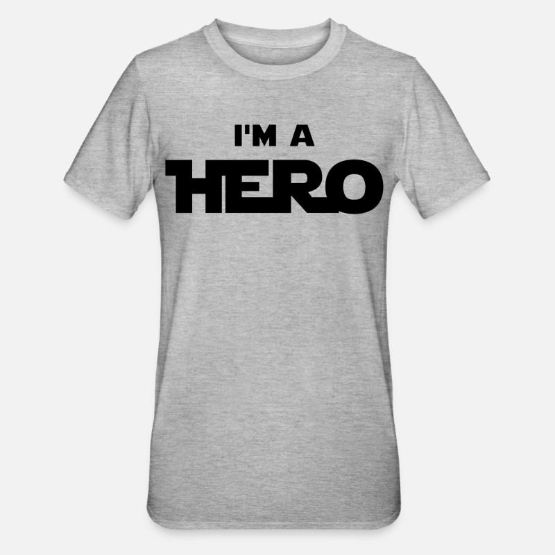 Ich bin ein Held (schwarz) - Unisex Polycotton T-Shirt - Grau meliert