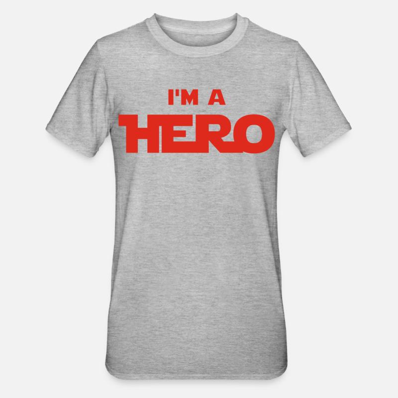 Ich bin ein Held (rot) - Unisex Polycotton T-Shirt - Grau meliert