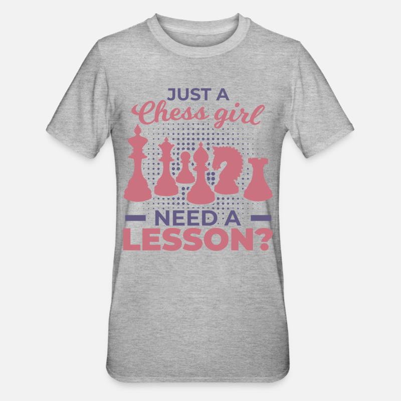 Schachmädchen - Unisex Polycotton T-Shirt - Grau meliert