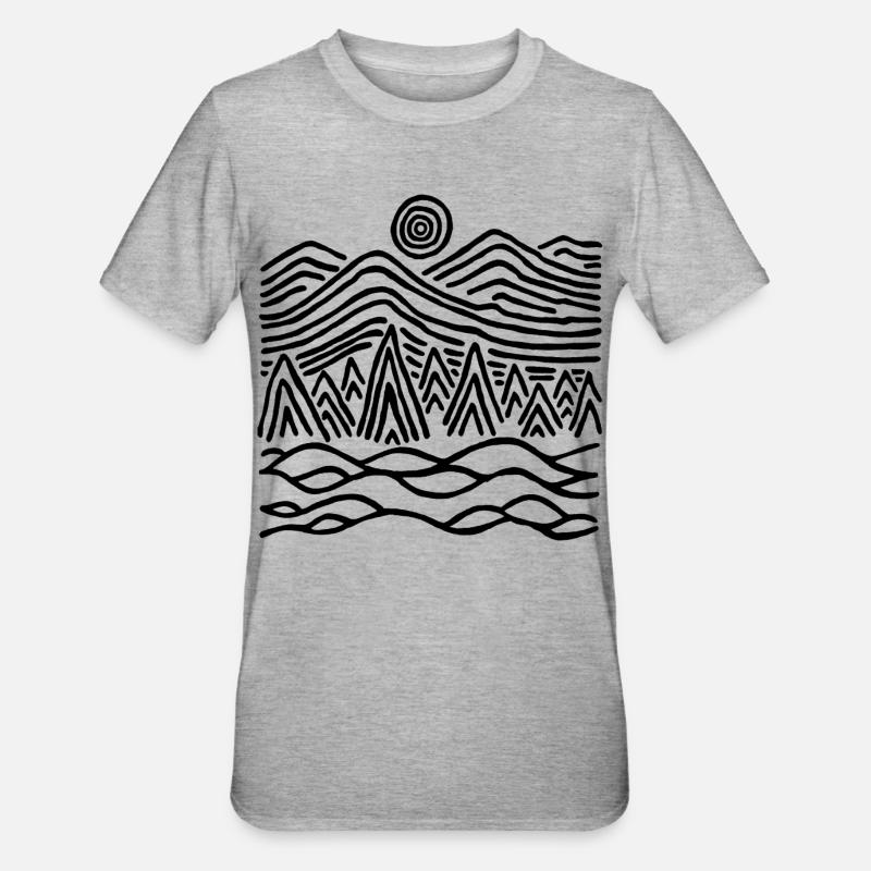 Seltsame schwarze Landschaft - Unisex Polycotton T-Shirt - Grau meliert
