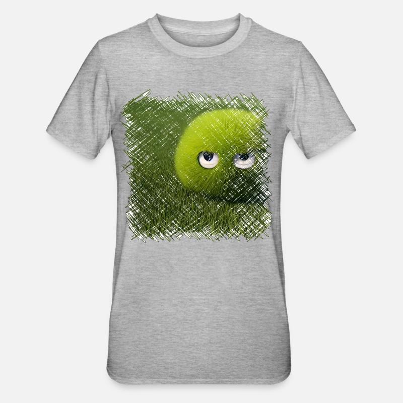Drôle de boule d’herbe verte - T-shirt polycoton Unisexe - gris chiné