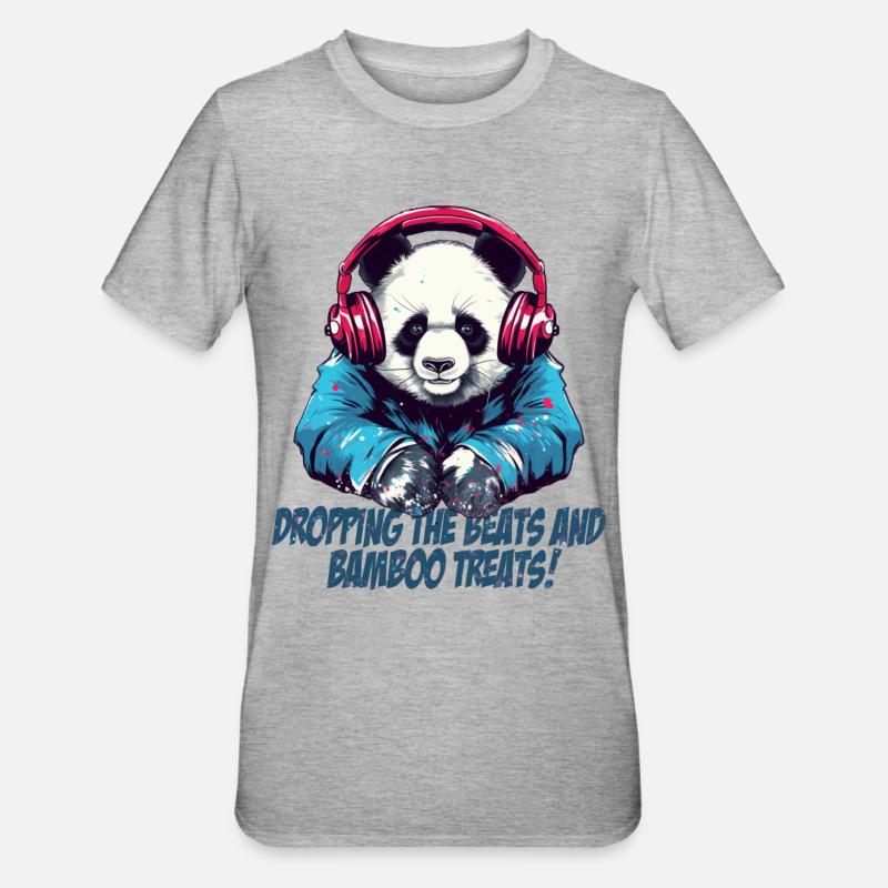Panda DJ - T-shirt polycoton Unisexe - gris chiné