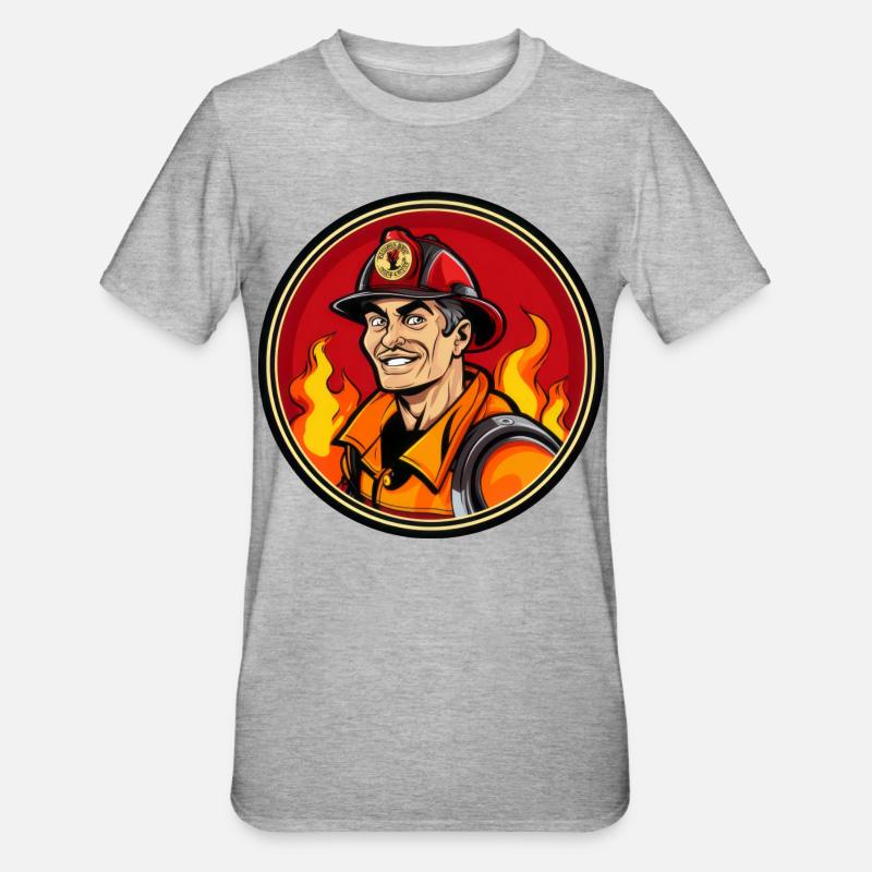 Pompier - T-shirt polycoton Unisexe - gris chiné