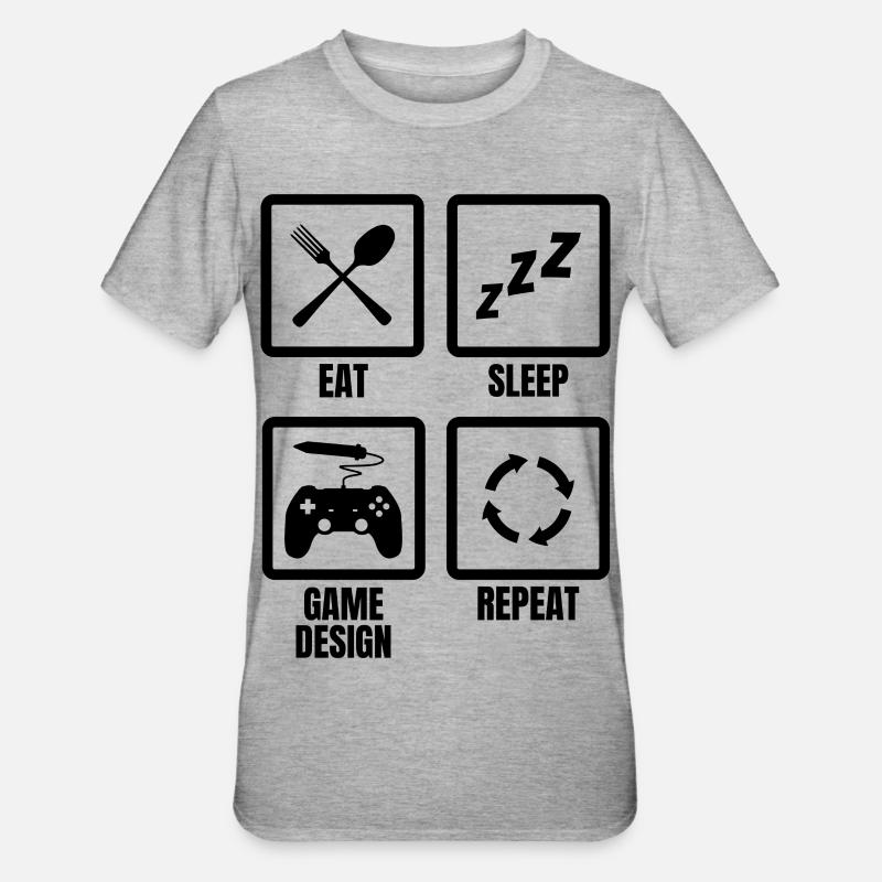 Game Design Routine - Unisex Polycotton T-Shirt - Grau meliert