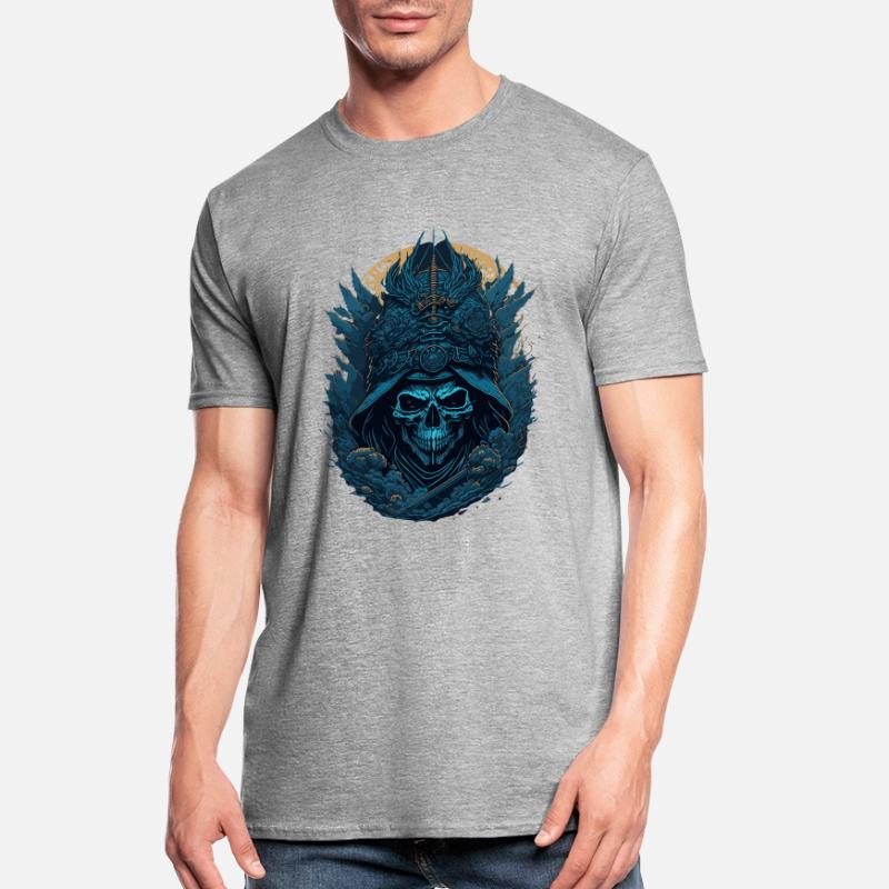 Blauer Samurai Skelett Schädel - Blauer Samurai Schädel Unisex Polycotton T-Shirt
