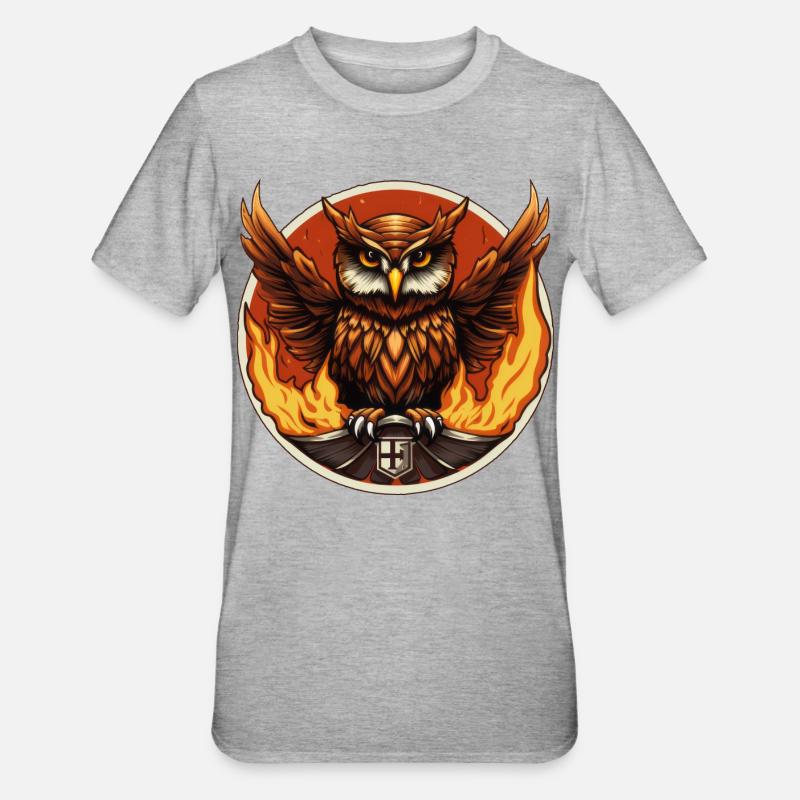 Die Feuerwächter Eule - Unisex Polycotton T-Shirt - Grau meliert