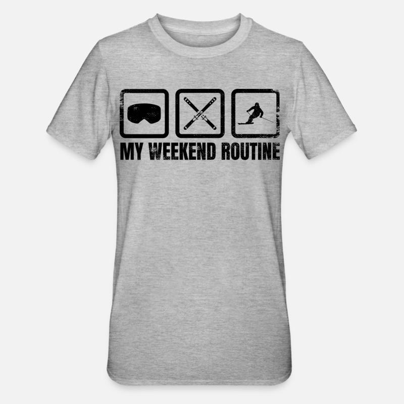 Skifahrer Wochenend Routine - Unisex Polycotton T-Shirt - Grau meliert