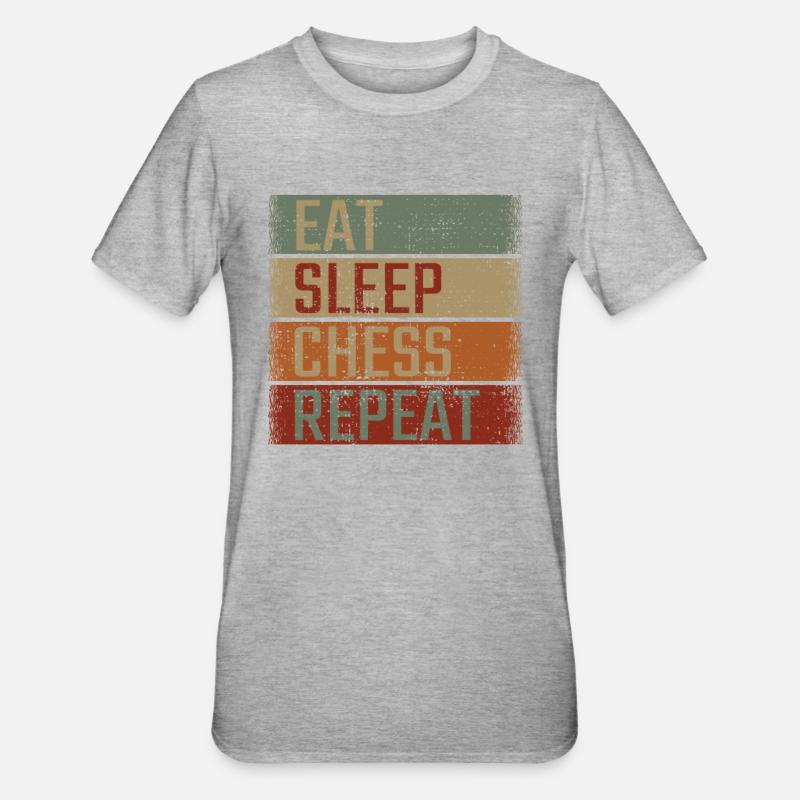 Manger dormir échecs répéter - T-shirt polycoton Unisexe - gris chiné