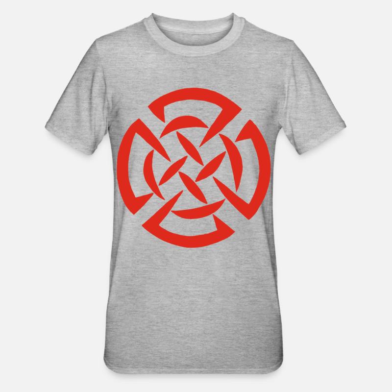 Rotes keltisches Graffiti - Unisex Polycotton T-Shirt - Grau meliert