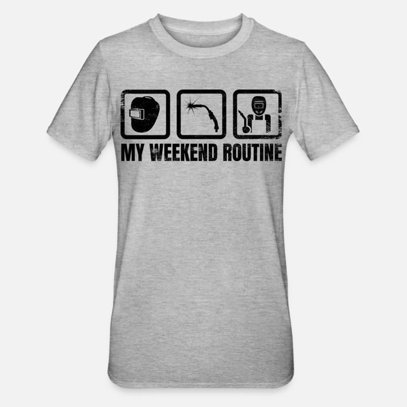 Meine Wochenendroutine - Unisex Polycotton T-Shirt - Grau meliert