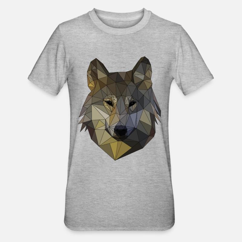 Polygon Wolf Triangular Mosaic Shapes Polyart - Unisex Polycotton T-Shirt - heather grey