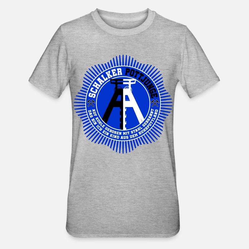 Schalker Pottjunge | Farben änderbar - Unisex Polycotton T-Shirt - Grau meliert