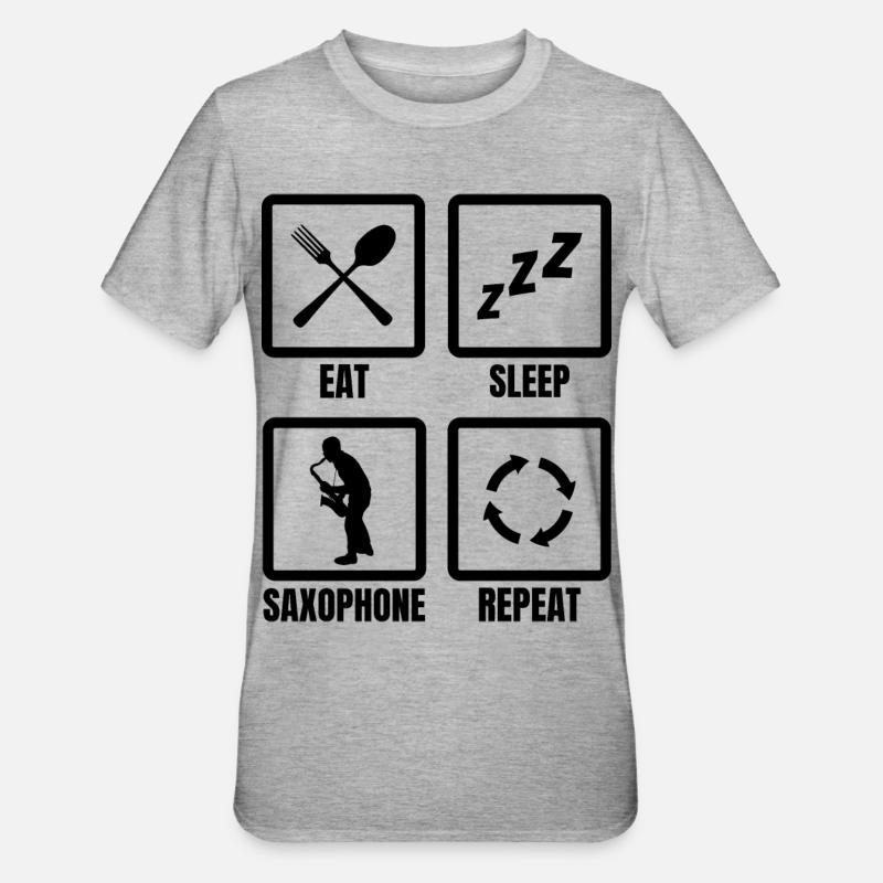 Saxophonisten Zeitplan - Unisex Polycotton T-Shirt - Grau meliert