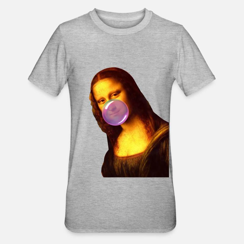 Mona Lisa Kaugummi Bubble - Unisex Polycotton T-Shirt - Grau meliert
