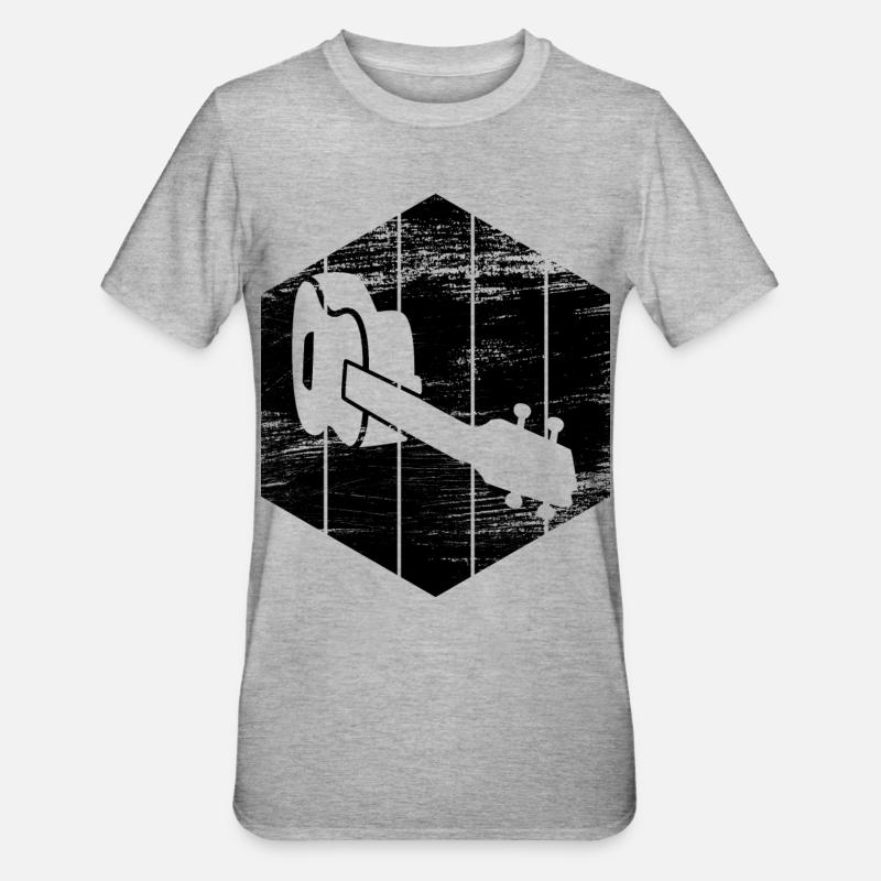 Croquis ukulélé - T-shirt polycoton Unisexe - gris chiné
